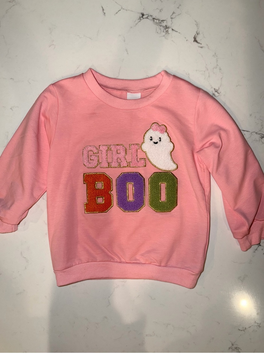 Amazon Pink Kids Sweatshirt with 'GIRL BOO' Applique